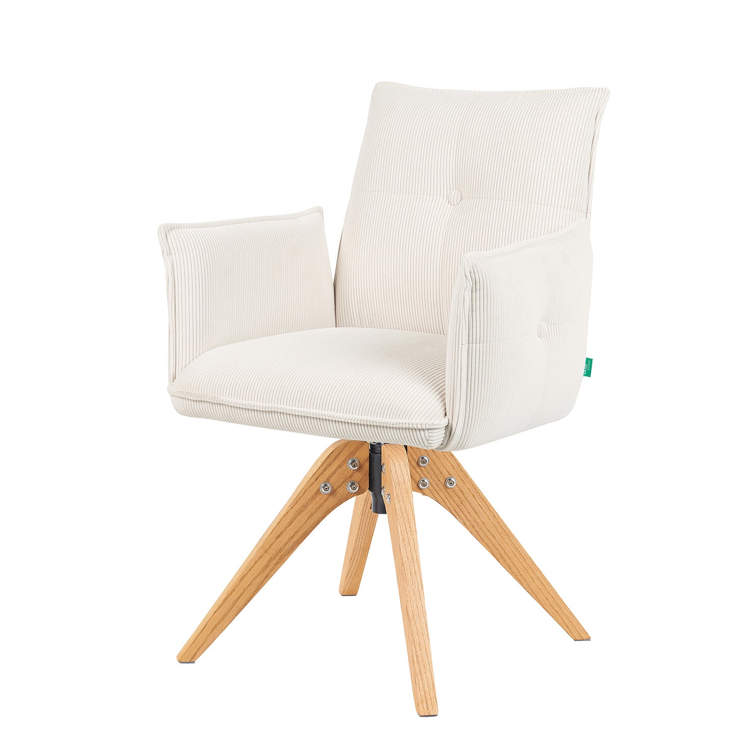 Mika-Emil - Armlehnenstuhl in Cord mit massivem Eichenholzgestell