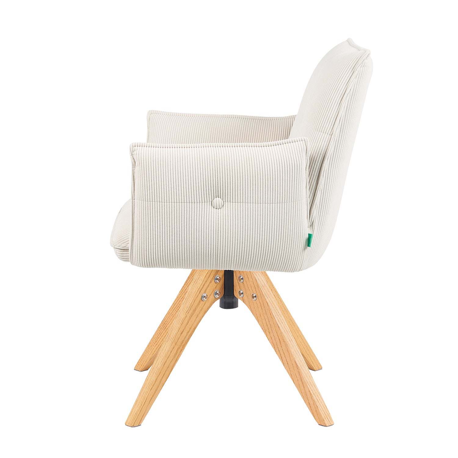 Mika-Emil - Armlehnenstuhl in Cord mit massivem Eichenholzgestell