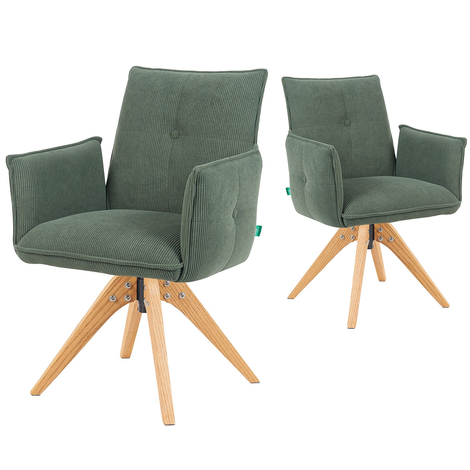 Mika-Emil - Armlehnenstuhl in Cord mit massivem Eichenholzgestell