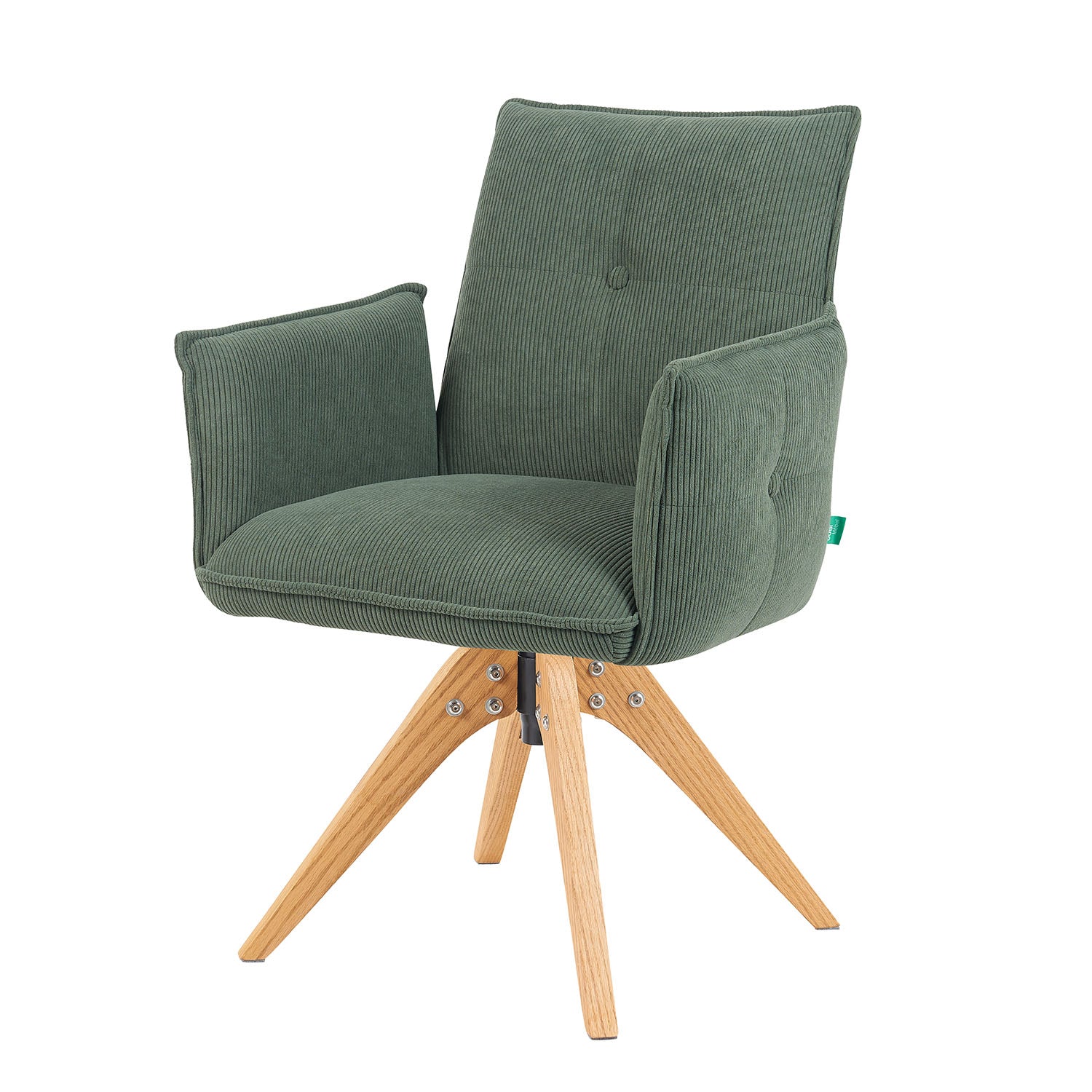 Mika-Emil - Armlehnenstuhl in Cord mit massivem Eichenholzgestell