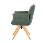 Mika-Emil - Armlehnenstuhl in Cord mit massivem Eichenholzgestell