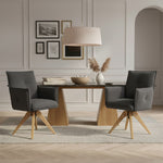 Mika-Emil - Armlehnenstuhl in Cord mit massivem Eichenholzgestell