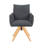 Mika-Emil - Armlehnenstuhl in Cord mit massivem Eichenholzgestell