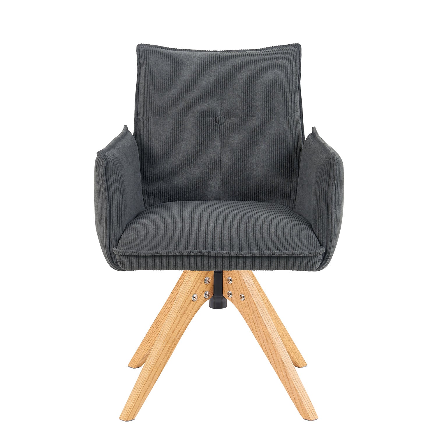 Mika-Emil - Armlehnenstuhl in Cord mit massivem Eichenholzgestell