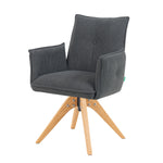 Mika-Emil - Armlehnenstuhl in Cord mit massivem Eichenholzgestell