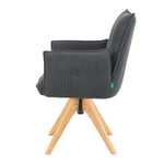 Mika-Emil - Armlehnenstuhl in Cord mit massivem Eichenholzgestell