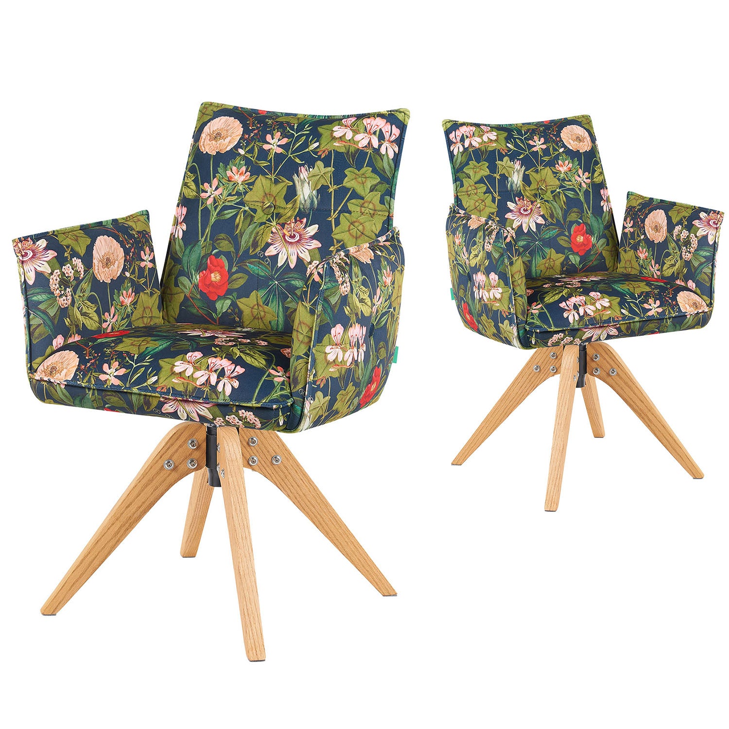 Mika-Emil - Armlehnenstuhl in Cord mit massivem Eichenholzgestell