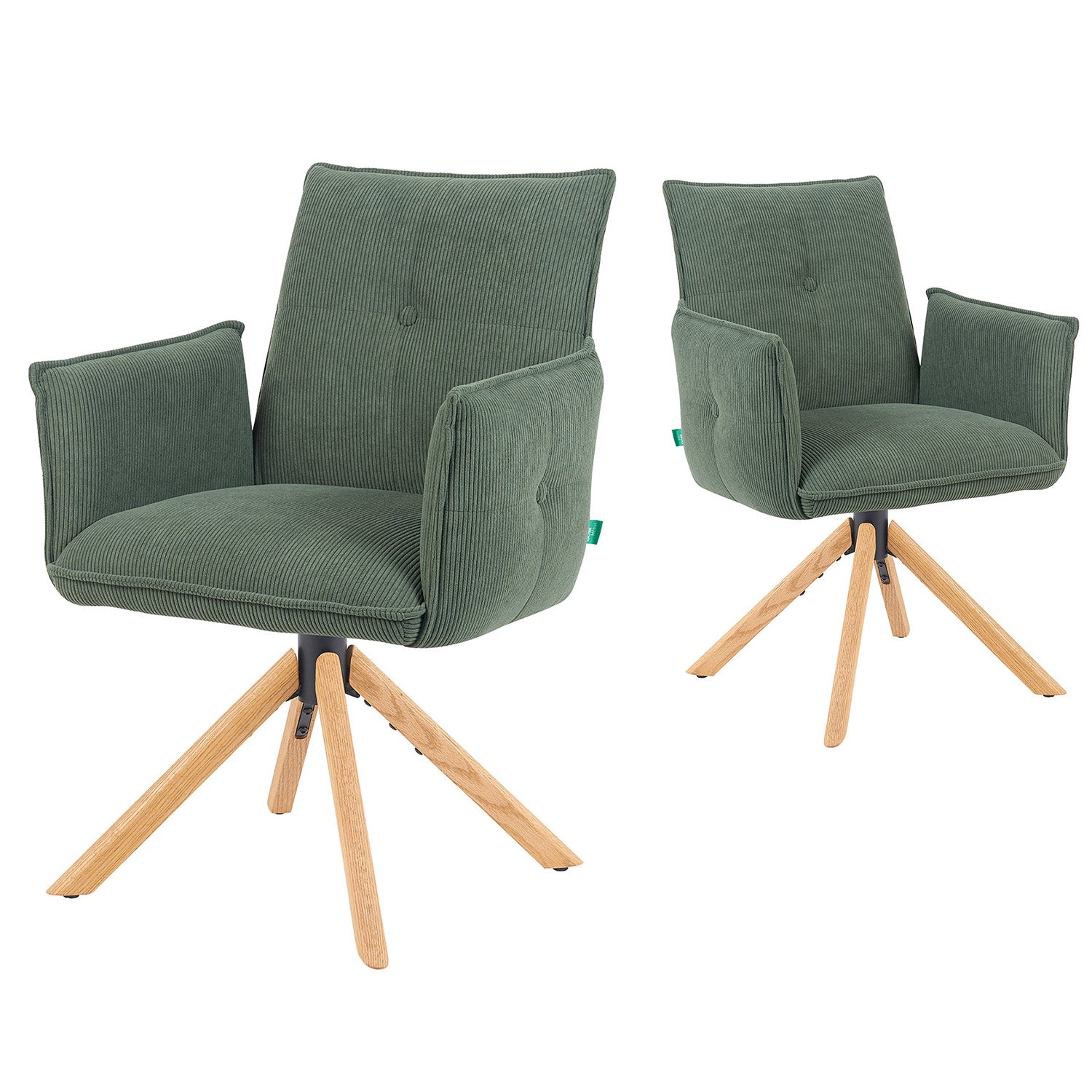 Mika-Paul 2er-Set - Armlehnenstuhl mit mini Cord Stoff