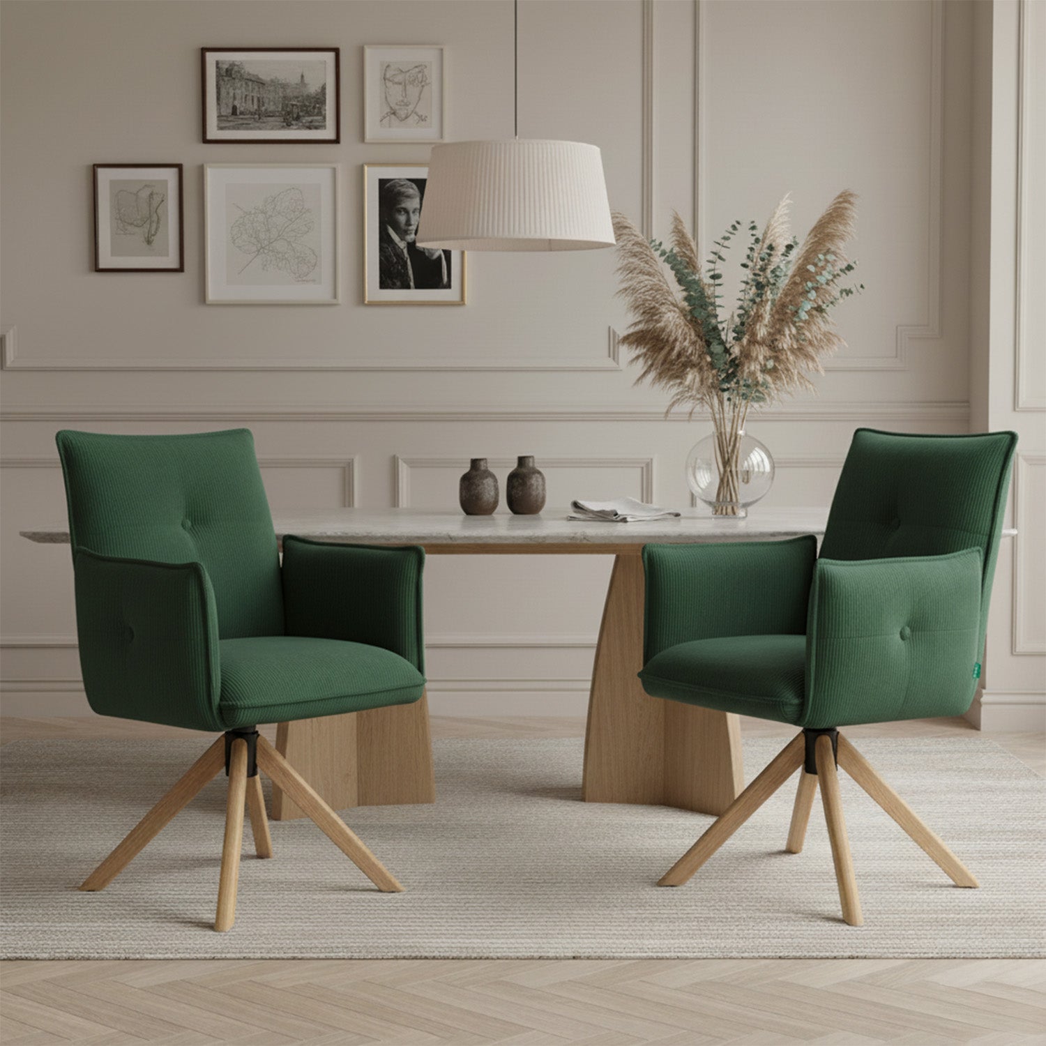 Mika-Paul 2er-Set - Armlehnenstuhl mit mini Cord Stoff