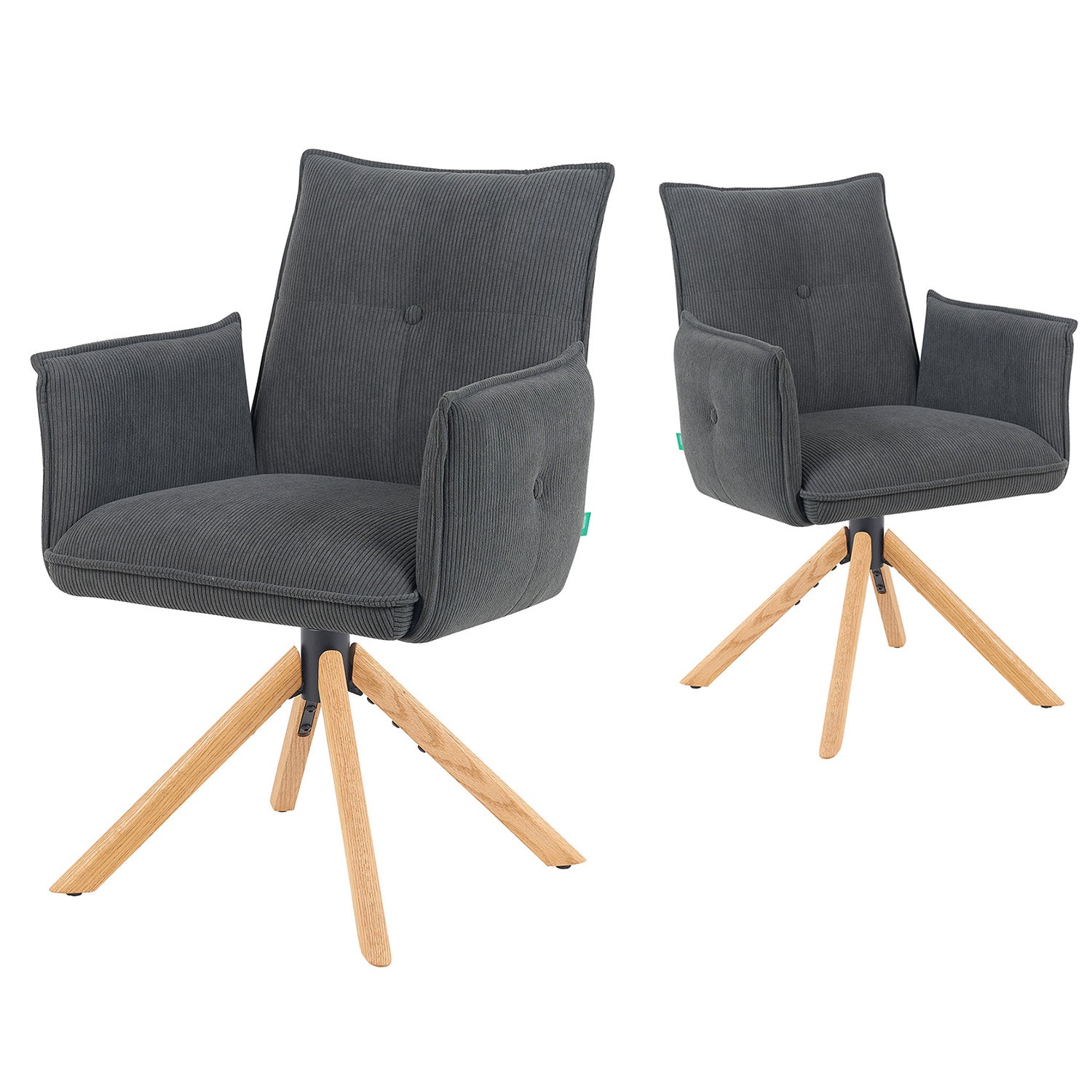 Mika-Paul 2er-Set - Armlehnenstuhl mit mini Cord Stoff