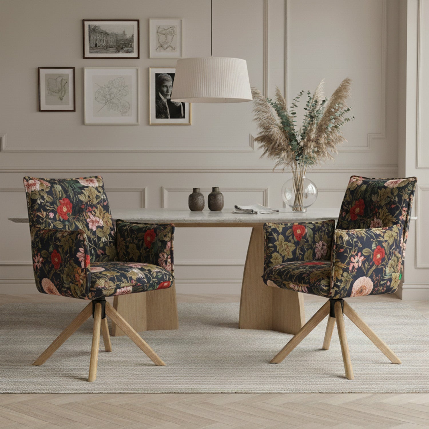 Mika-Paul 2er-Set - Armlehnenstuhl mit mini Cord Stoff