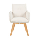 Mika-Emil - Armlehnenstuhl in Cord mit massivem Eichenholzgestell