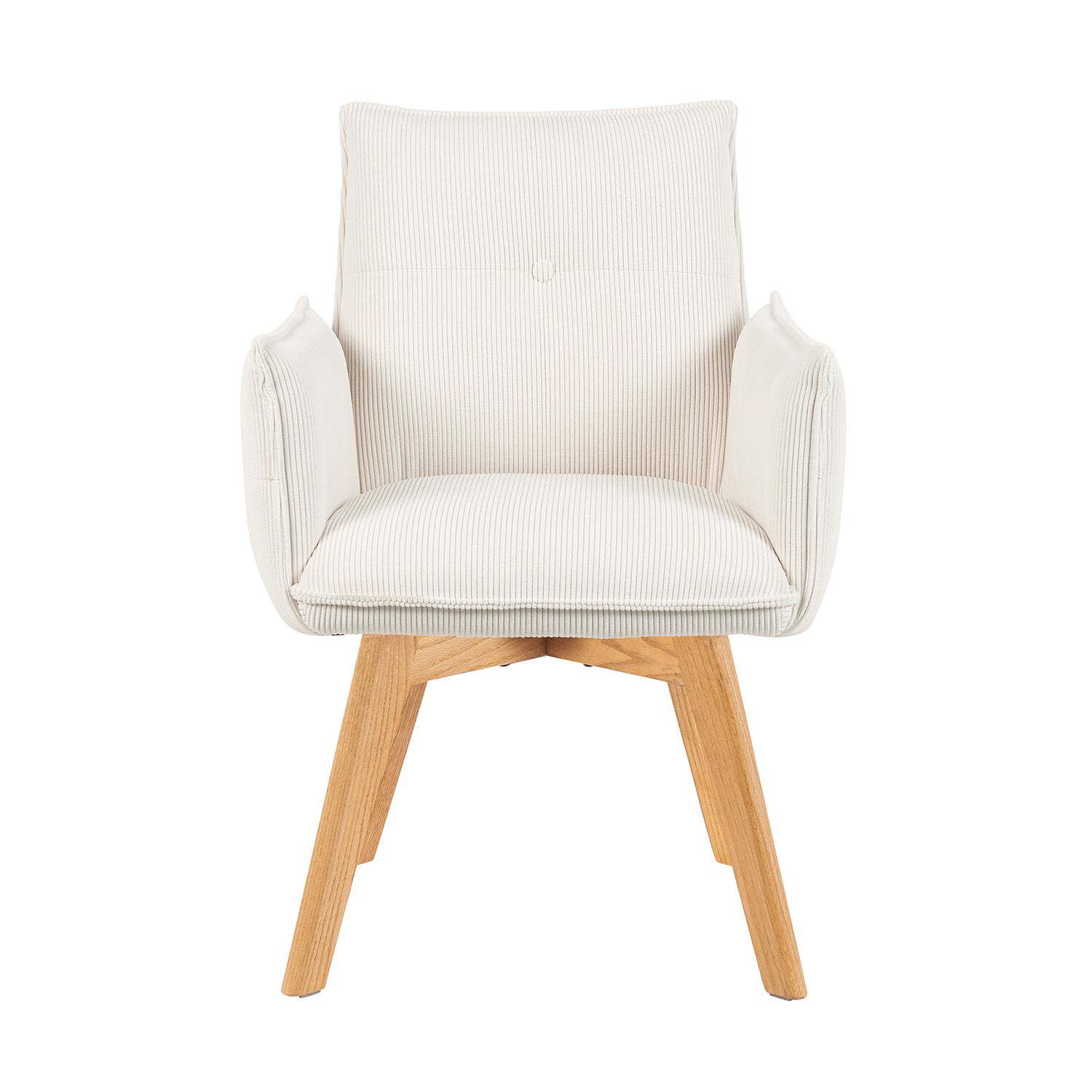 Mika-Emil - Armlehnenstuhl in Cord mit massivem Eichenholzgestell