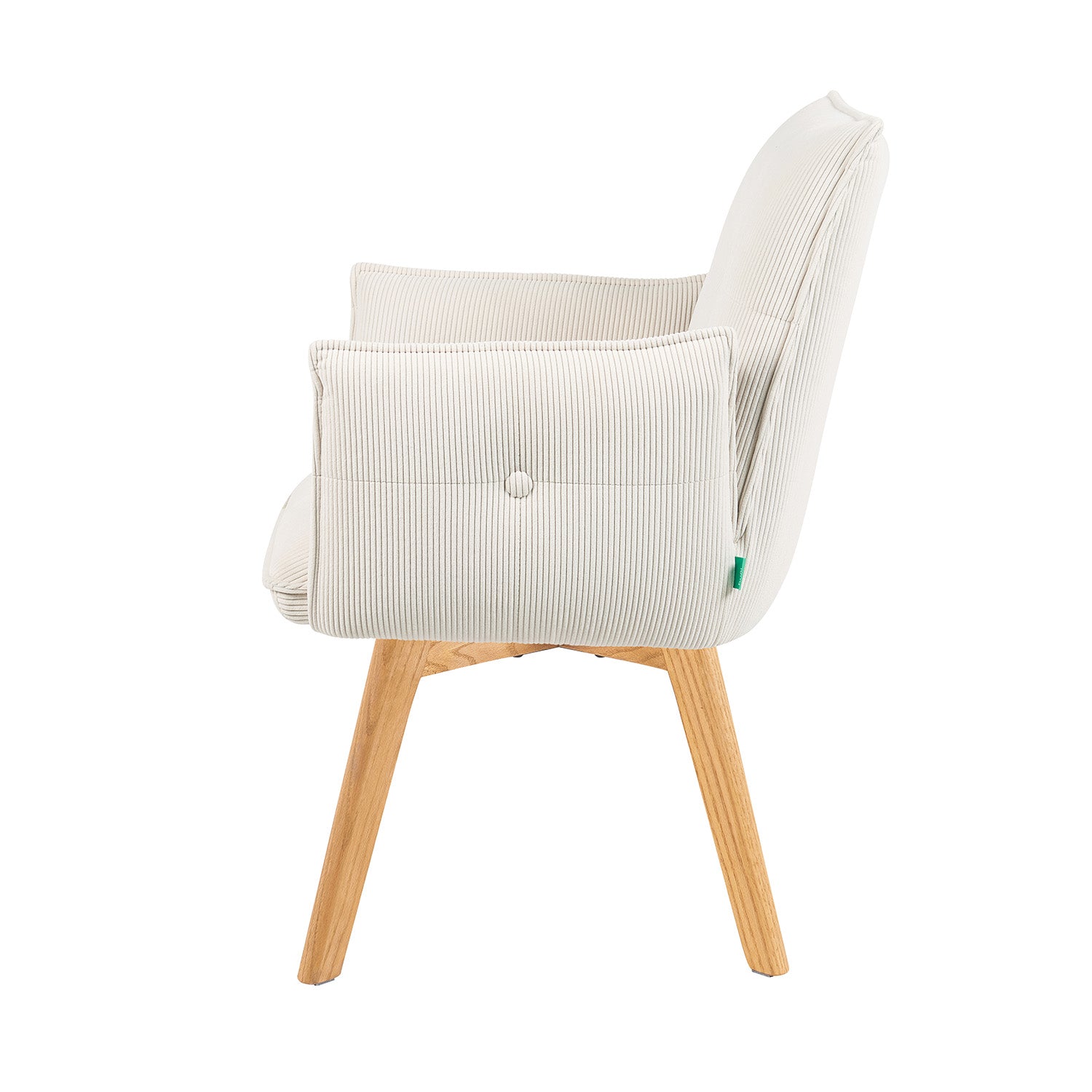 Mika-Emil - Armlehnenstuhl in Cord mit massivem Eichenholzgestell