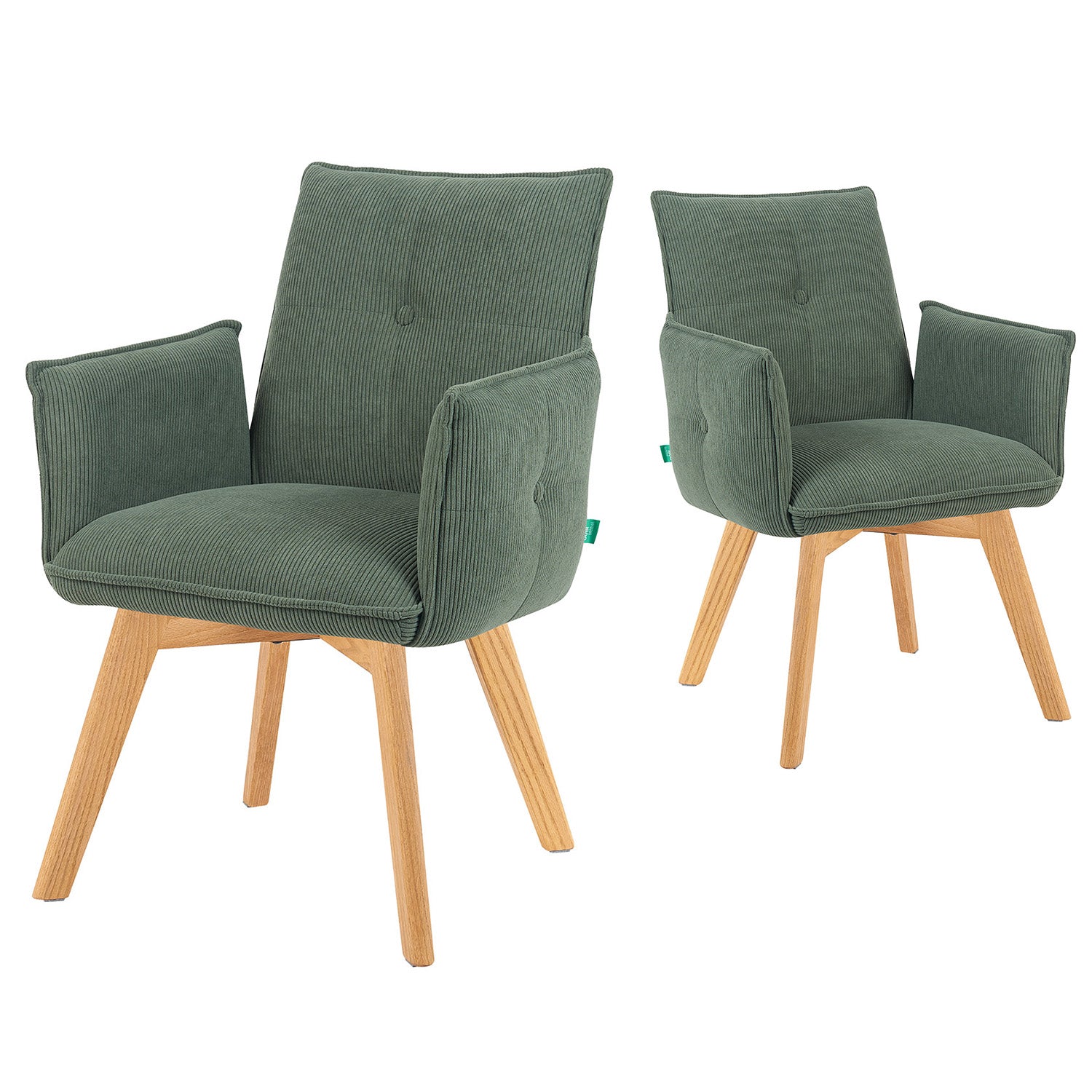 Mika-Emil - Armlehnenstuhl in Cord mit massivem Eichenholzgestell