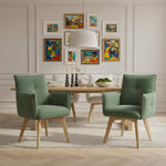 Mika-Emil - Armlehnenstuhl in Cord mit massivem Eichenholzgestell