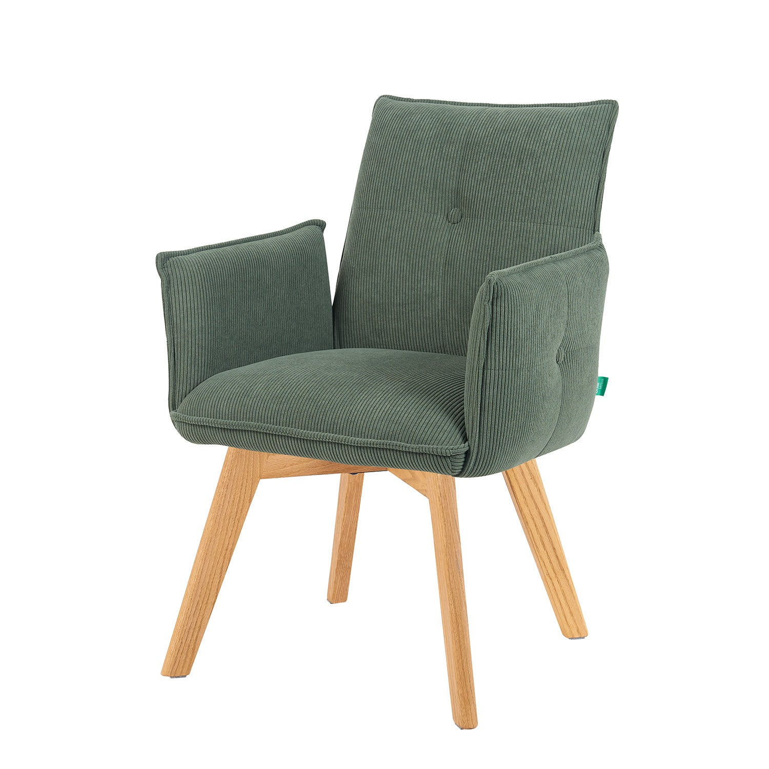 Mika-Emil - Armlehnenstuhl in Cord mit massivem Eichenholzgestell