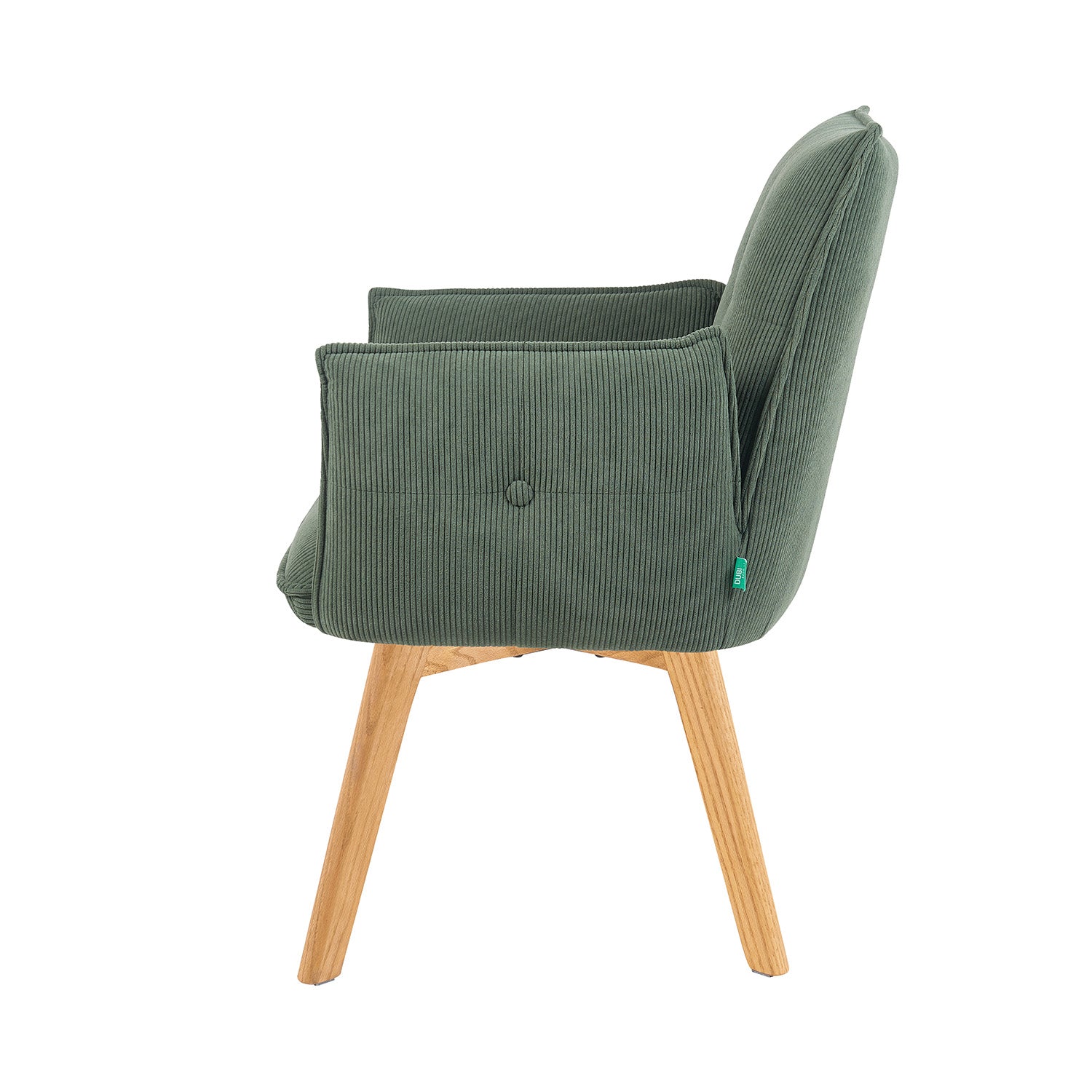 Mika-Emil - Armlehnenstuhl in Cord mit massivem Eichenholzgestell