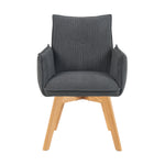 Mika-Emil - Armlehnenstuhl in Cord mit massivem Eichenholzgestell