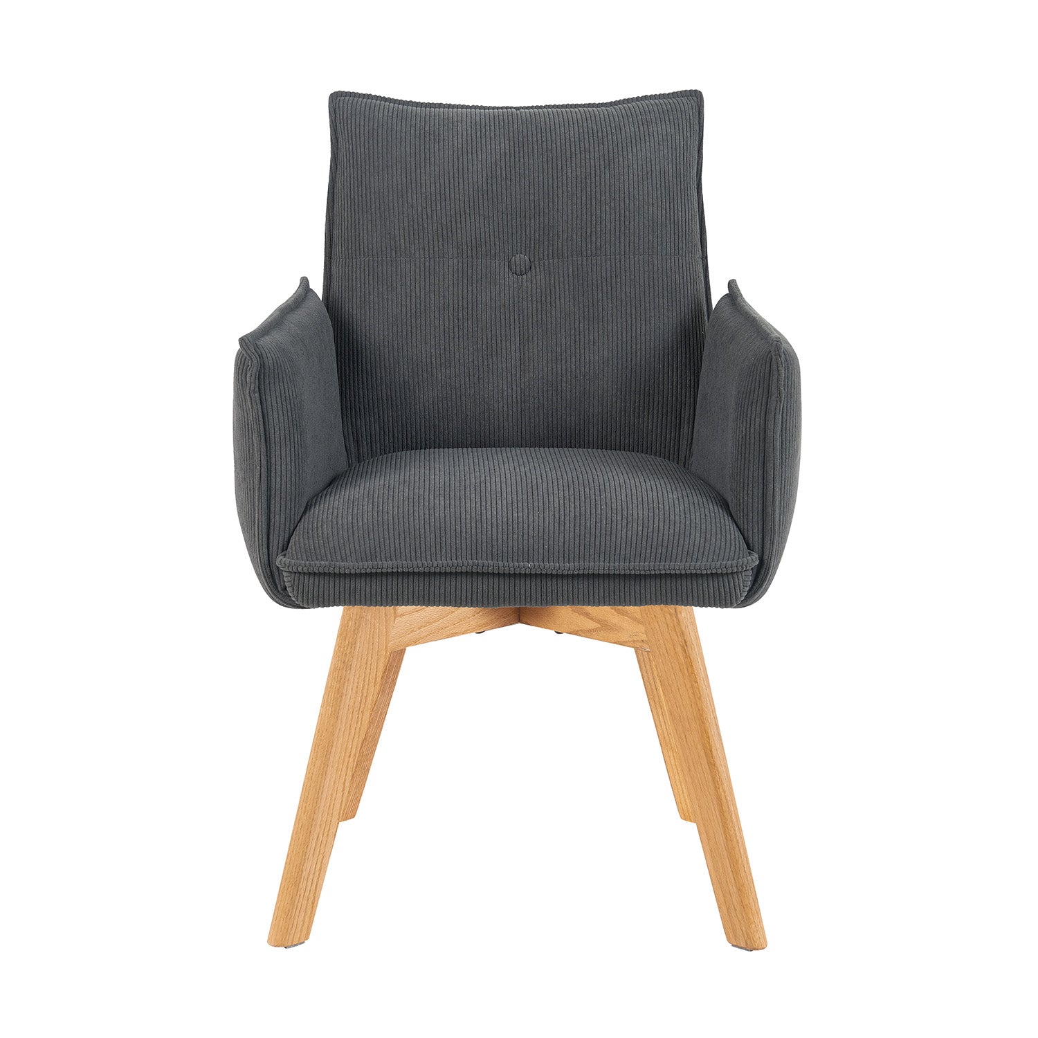 Mika-Emil - Armlehnenstuhl in Cord mit massivem Eichenholzgestell
