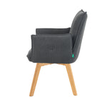 Mika-Emil - Armlehnenstuhl in Cord mit massivem Eichenholzgestell