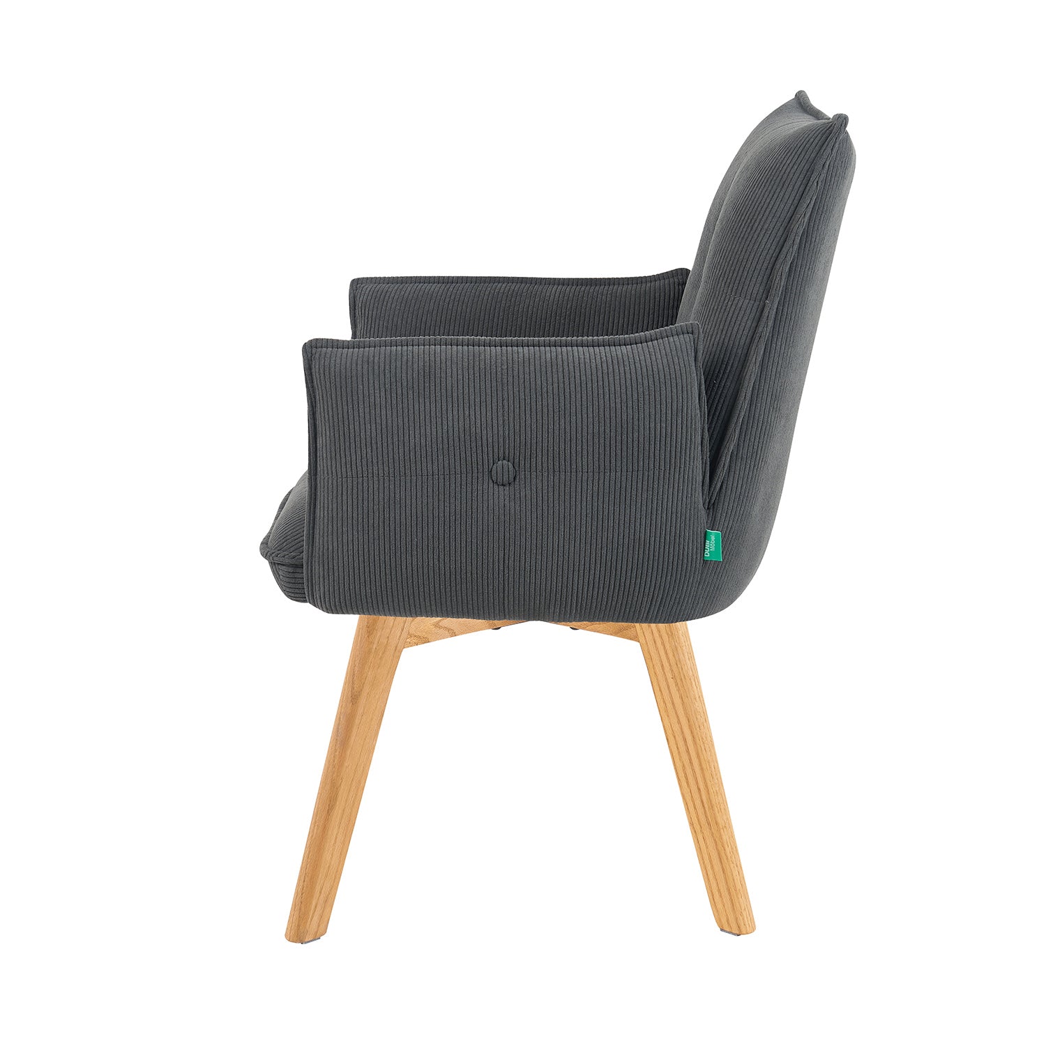 Mika-Emil - Armlehnenstuhl in Cord mit massivem Eichenholzgestell
