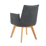 Mika-Emil - Armlehnenstuhl in Cord mit massivem Eichenholzgestell