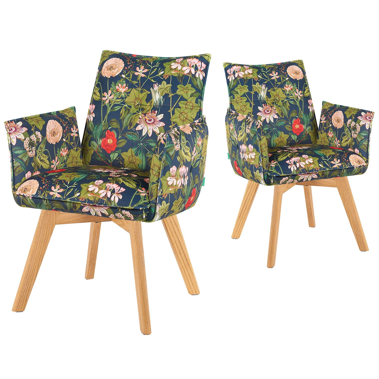 Mika-Emil - Armlehnenstuhl in Cord mit massivem Eichenholzgestell