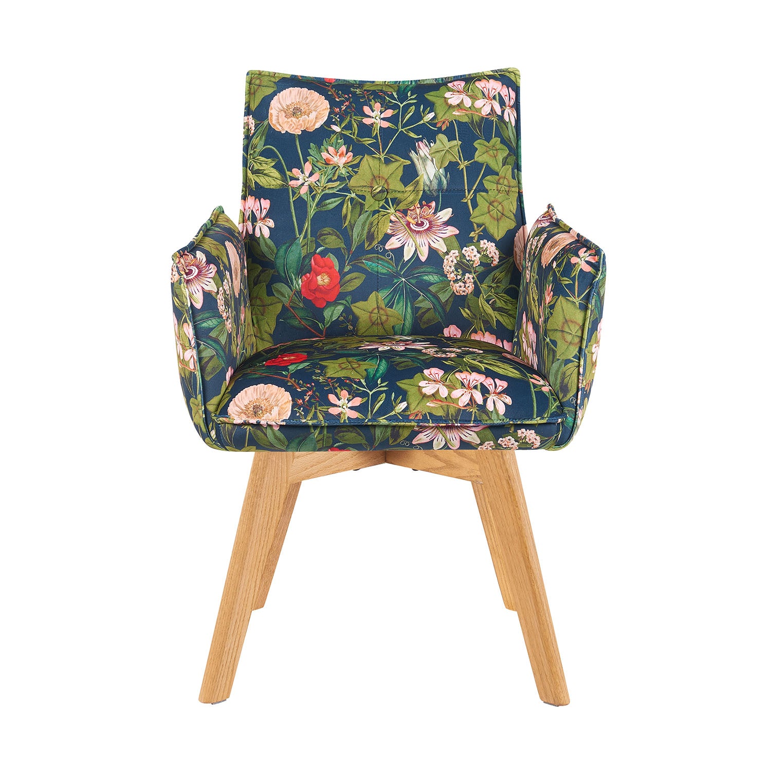 Mika-Emil - Armlehnenstuhl in Cord mit massivem Eichenholzgestell