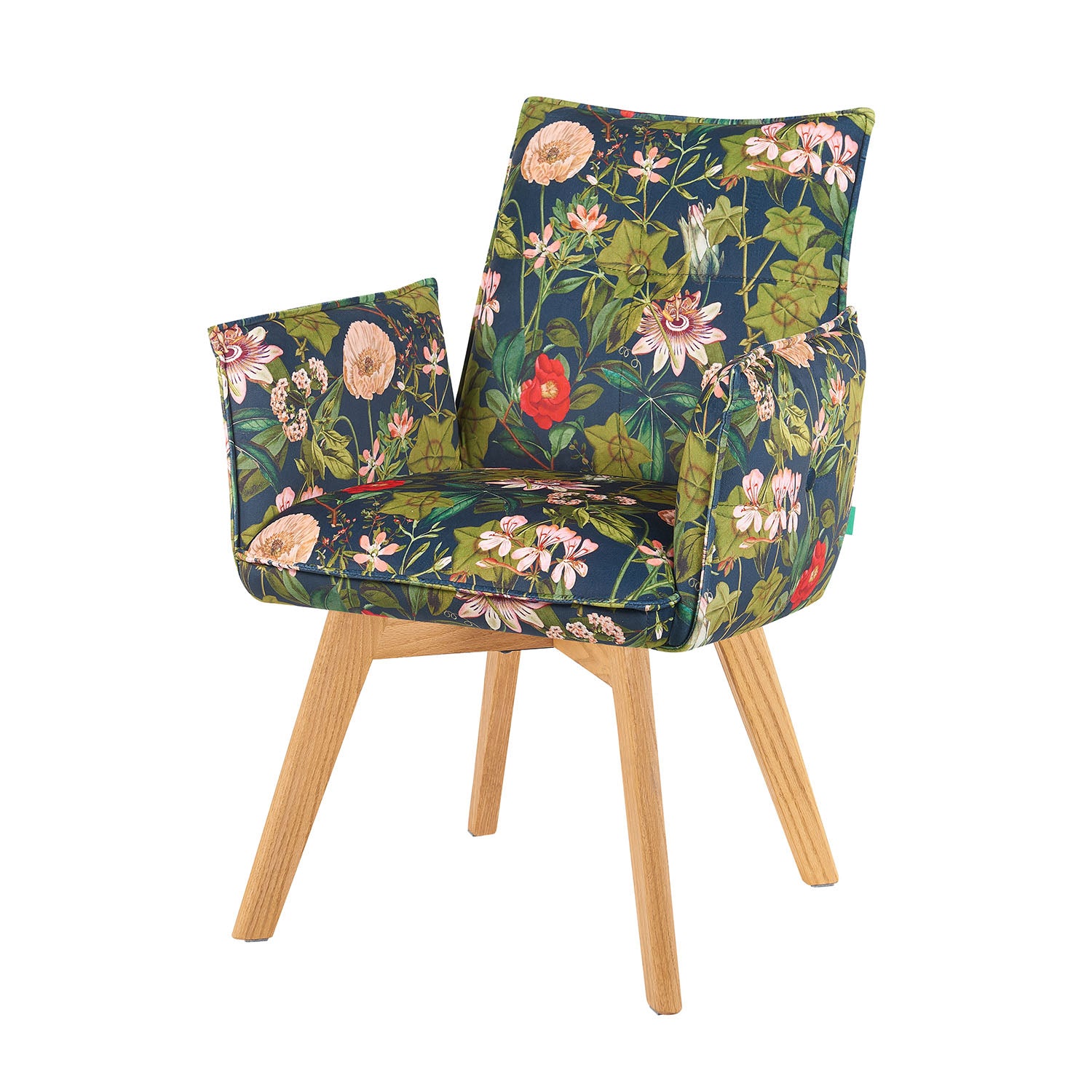 Mika-Emil - Armlehnenstuhl in Cord mit massivem Eichenholzgestell