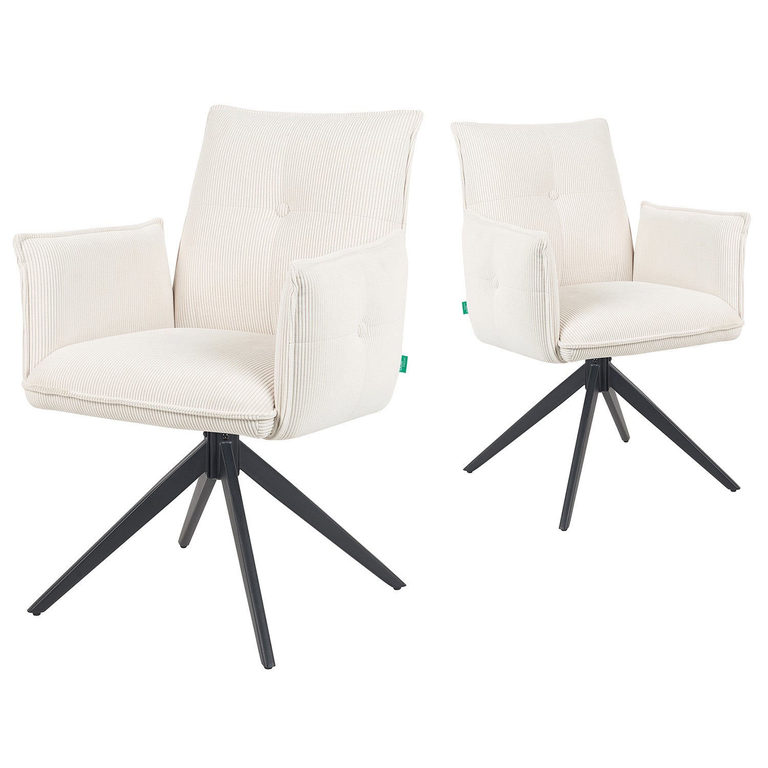 Esszimmerstuhl Mika-Nina 2er-Set | 360° drehbar | Metall pulverbeschichtet Matt-Schwarz | DUBI Möbel