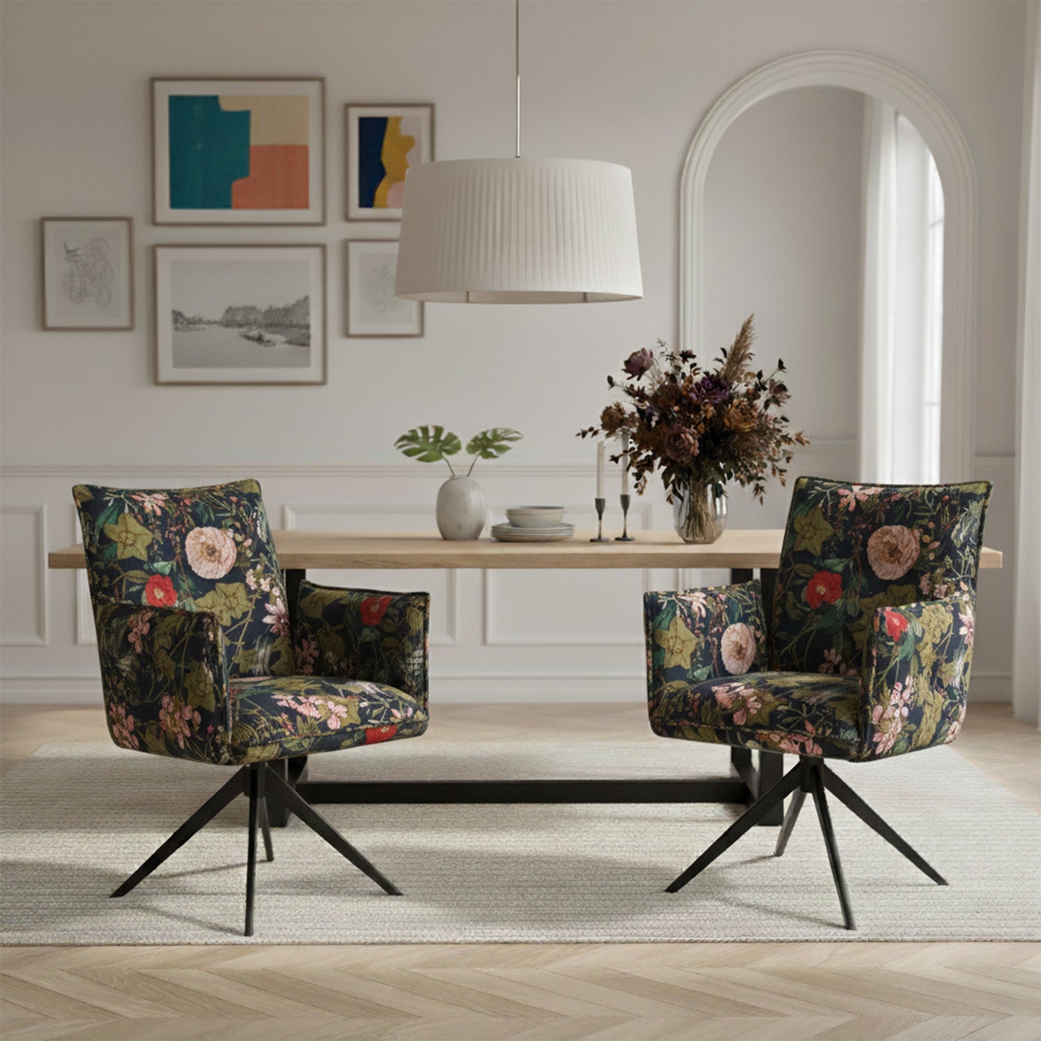 Mika-Nina 2er-Set- Armlehenstuhl mit Mini Cord Bezug