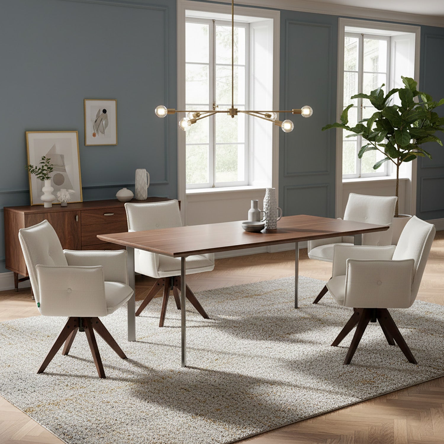 Esszimmerstuhl Mika-Emil 2er-Set | 360° drehbar | Eiche geölt Natur