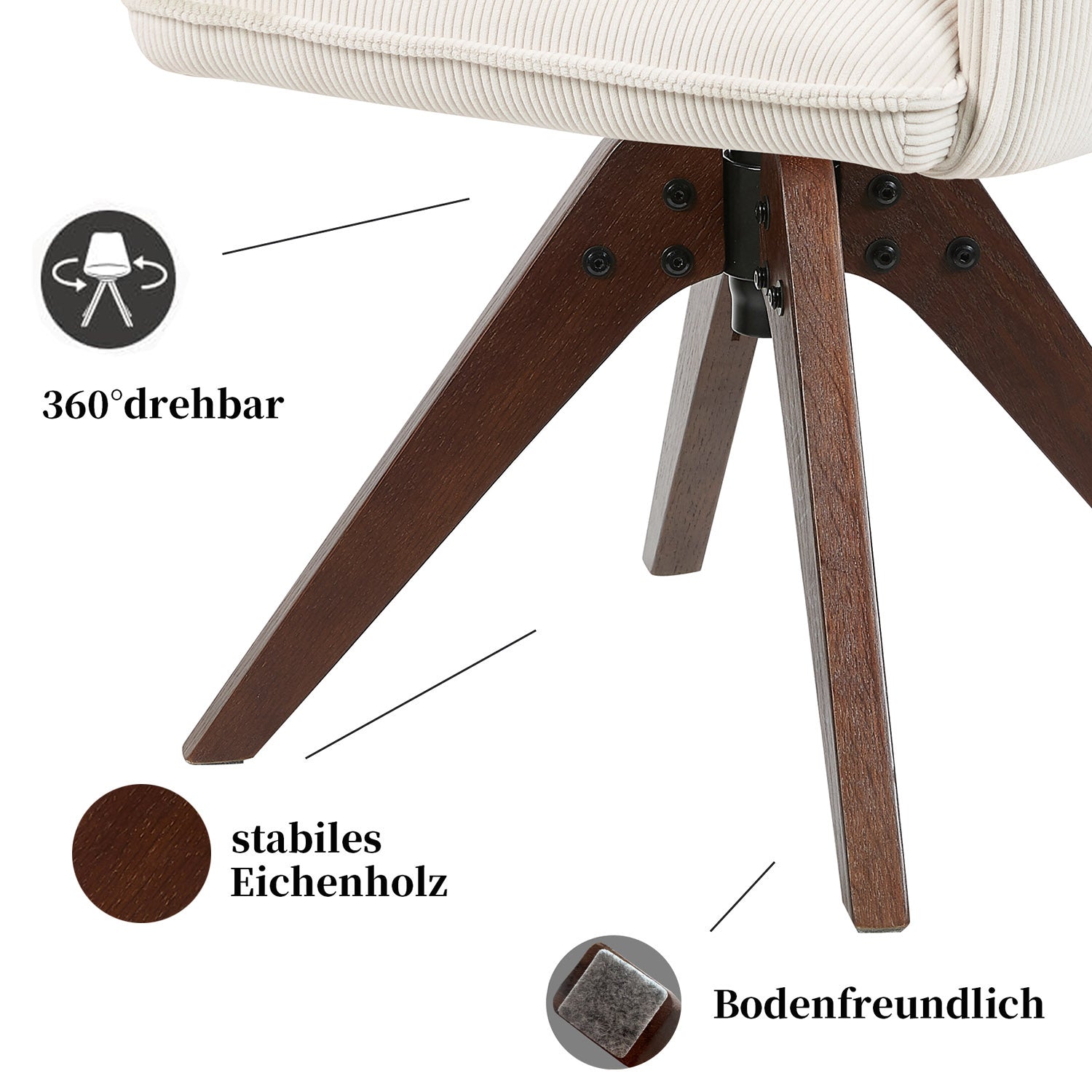 Esszimmerstuhl Mika-Emil 2er-Set | 360° drehbar | Eiche geölt Natur