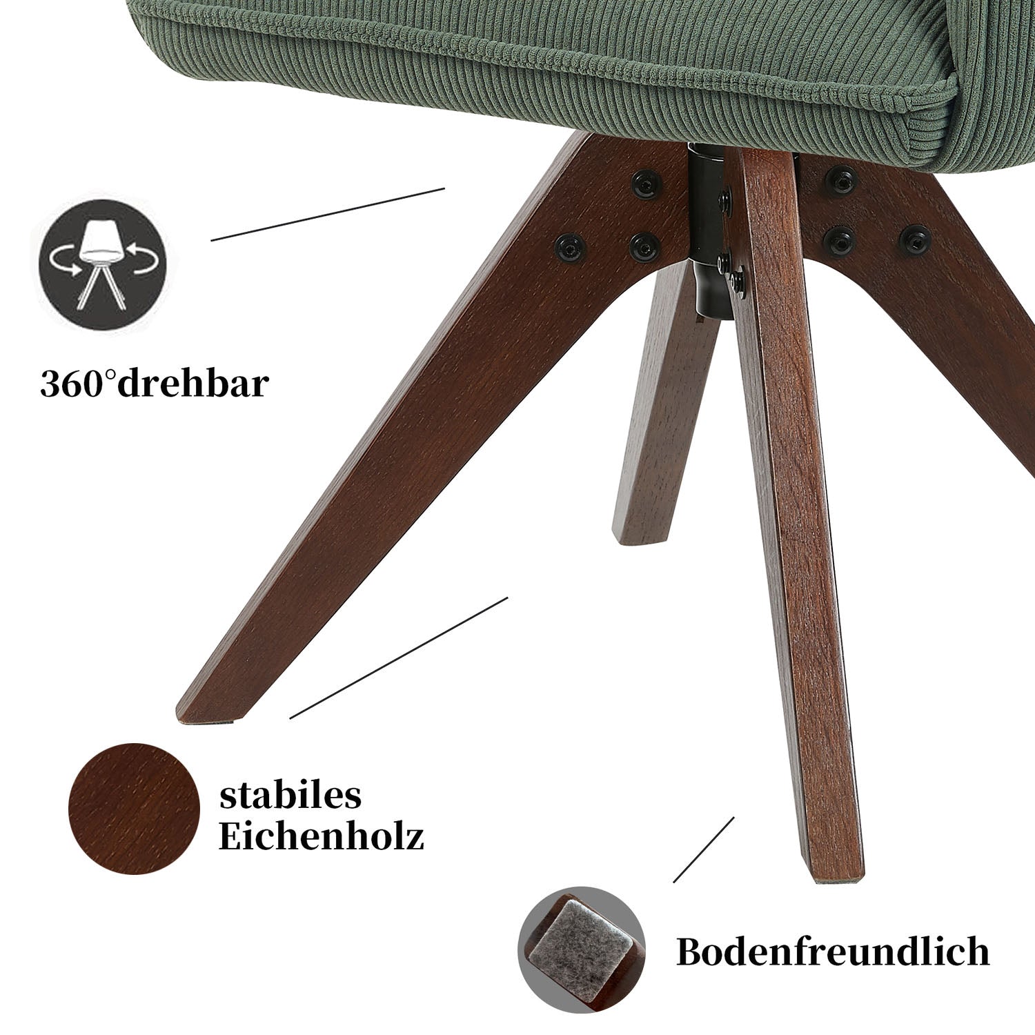 Esszimmerstuhl Mika-Emil 2er-Set | 360° drehbar | Eiche geölt Natur