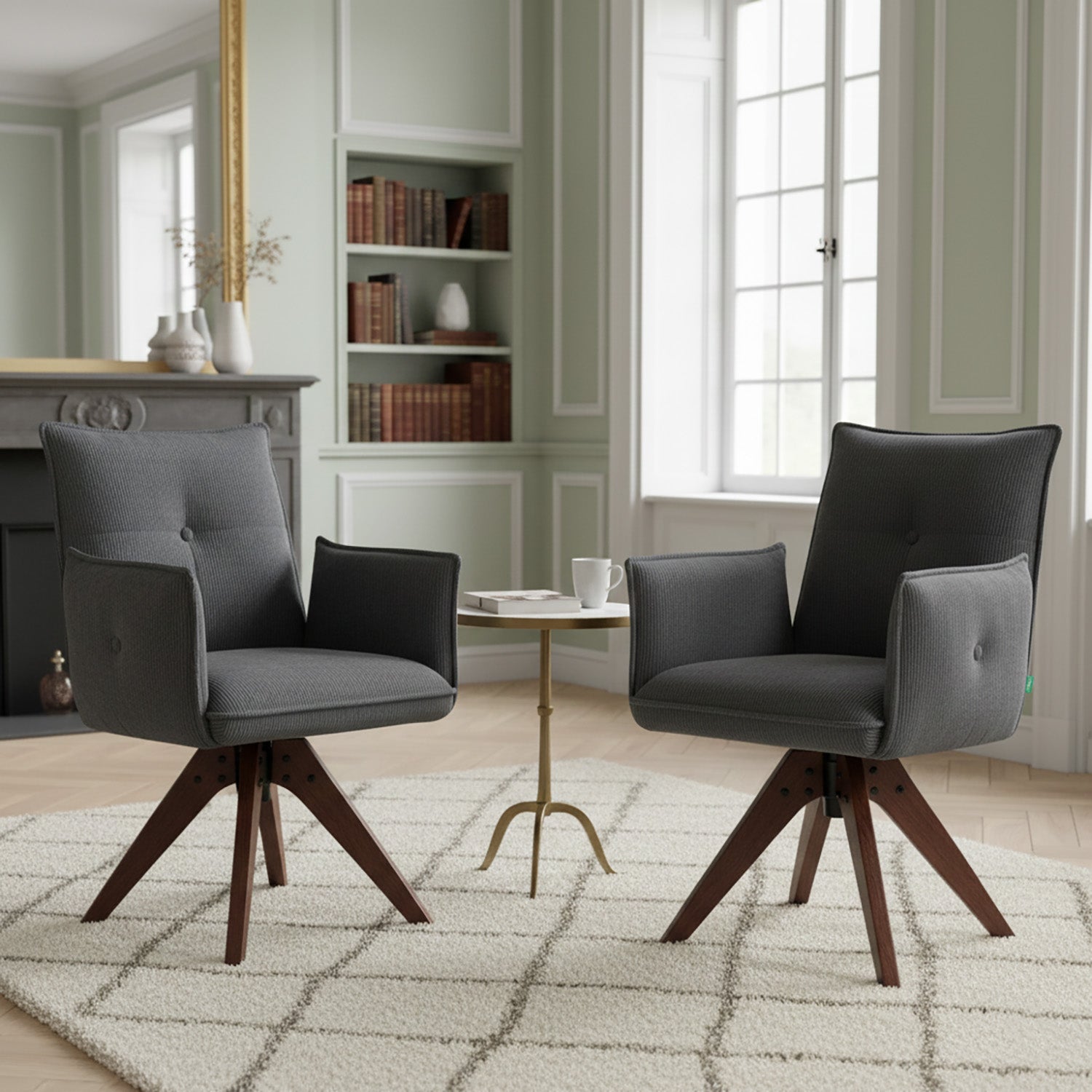 Esszimmerstuhl Mika-Emil 2er-Set | 360° drehbar | Eiche geölt Natur