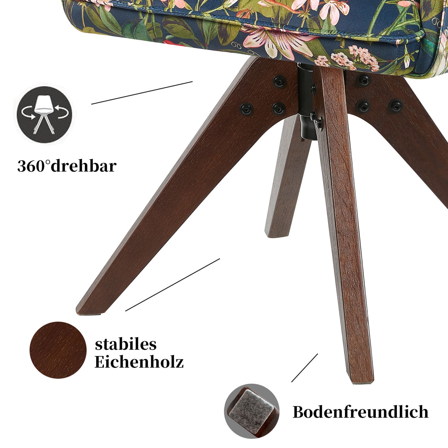 Esszimmerstuhl Mika-Emil 2er-Set | 360° drehbar | Eiche geölt Natur