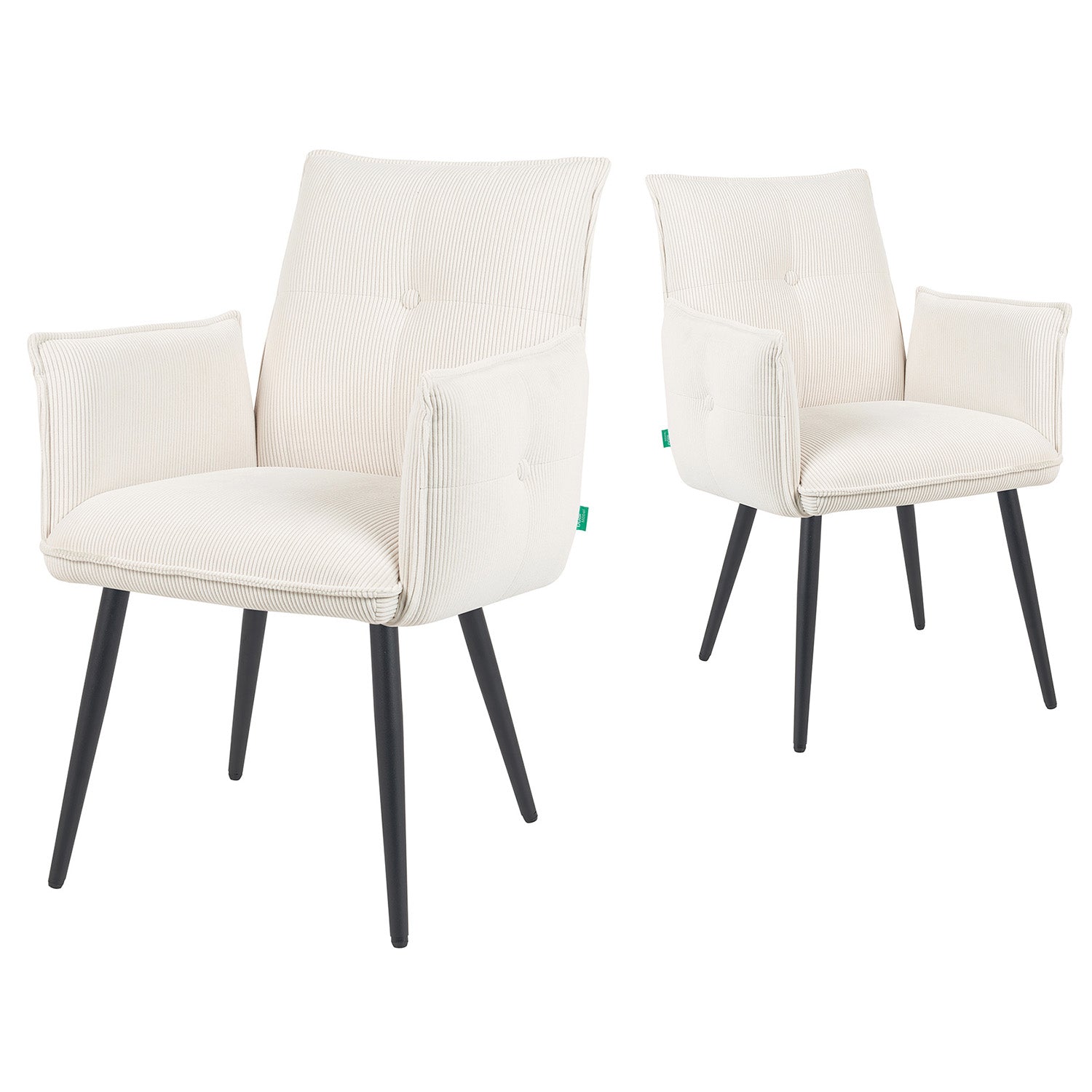 Mika-Nina 2er-Set- Armlehenstuhl mit Mini Cord Bezug