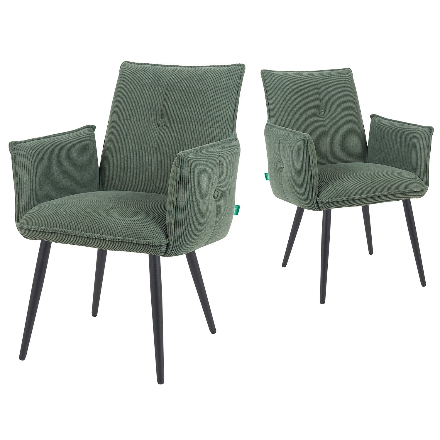 Mika-Nina 2er-Set- Armlehenstuhl mit Mini Cord Bezug