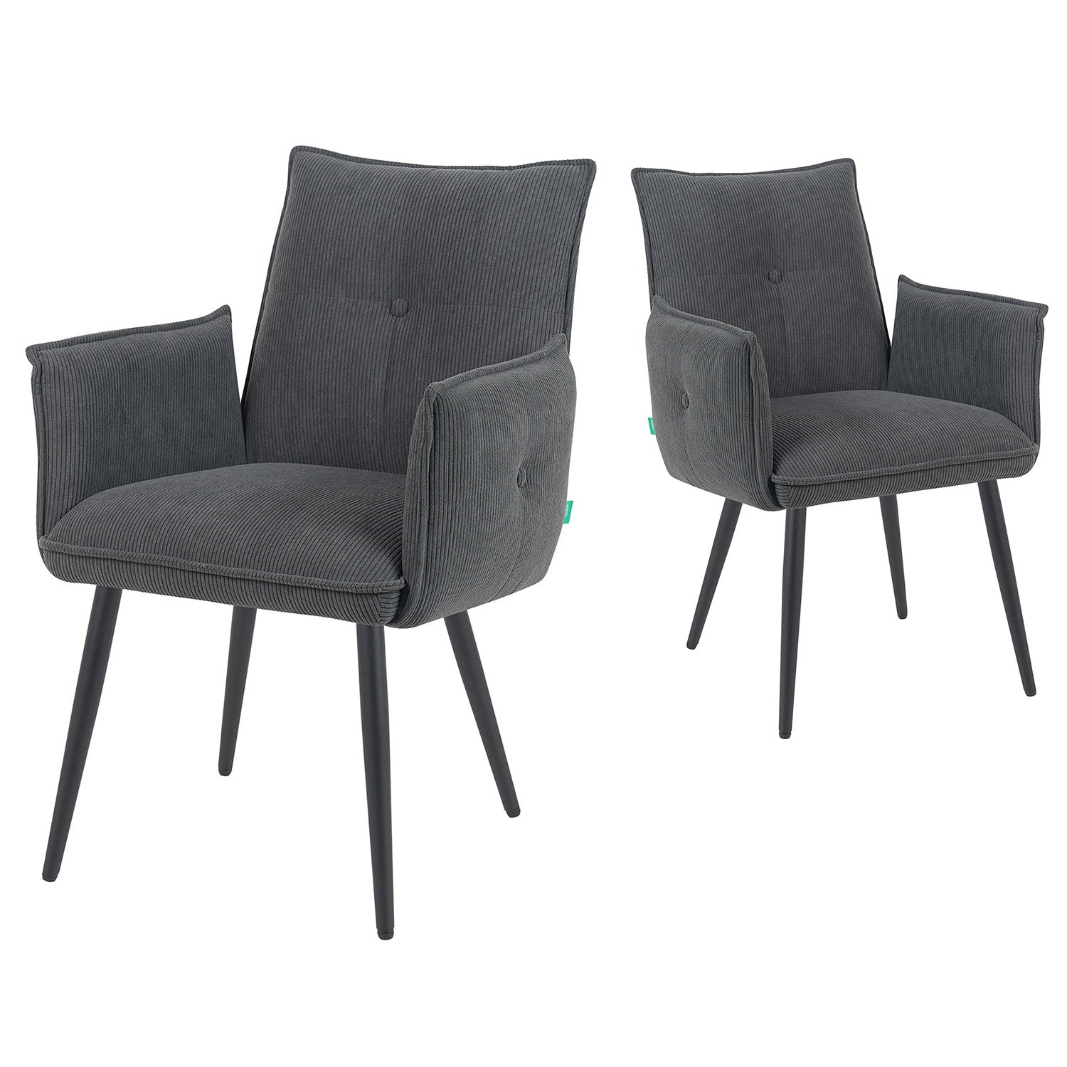 Mika-Nina 2er-Set- Armlehenstuhl mit Mini Cord Bezug