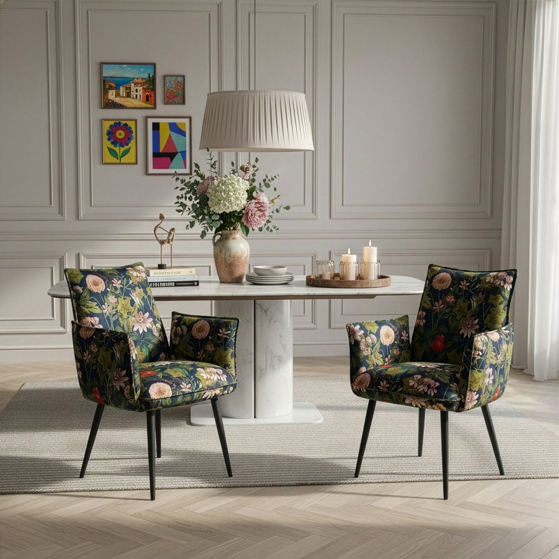 Mika-Nina 2er-Set- Armlehenstuhl mit Mini Cord Bezug