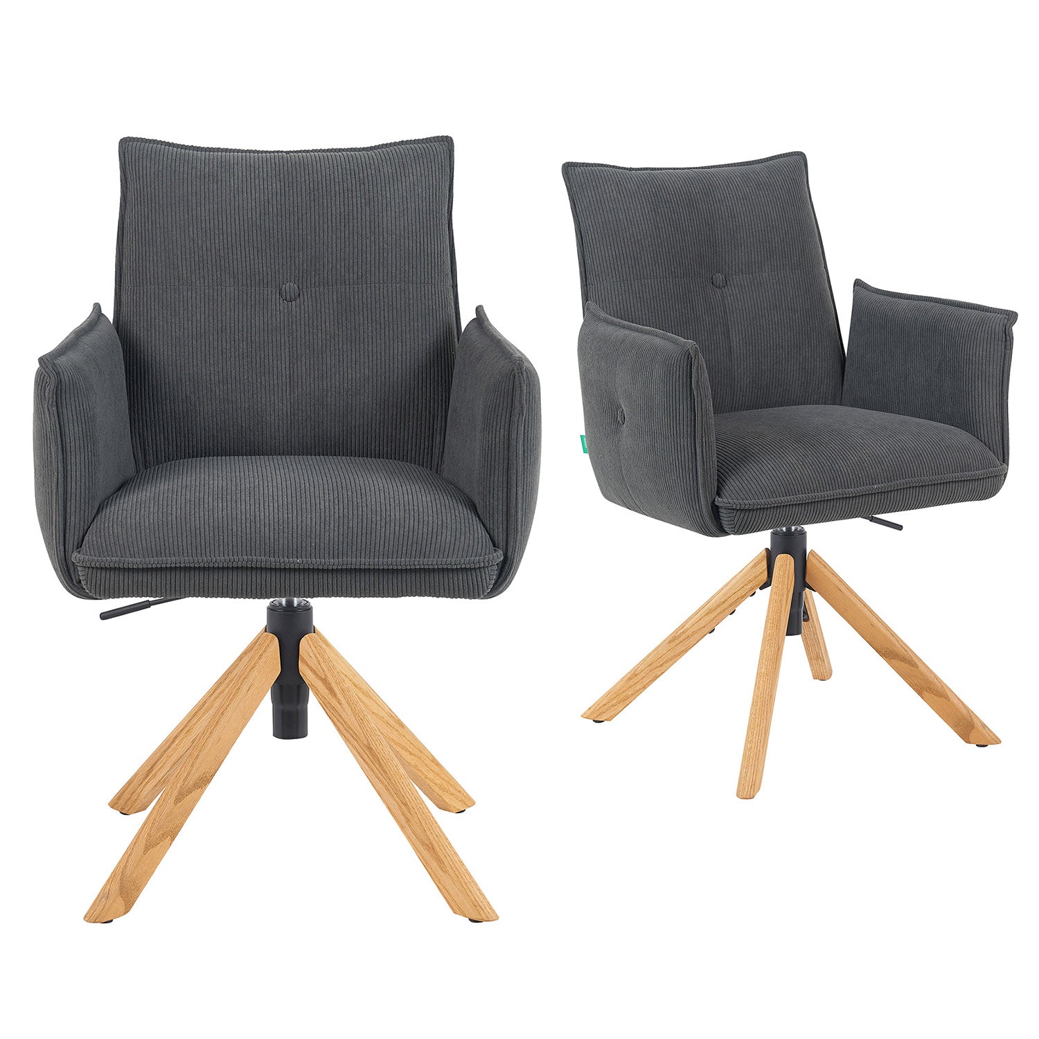 Mika-Paul 2er-Set - Armlehnenstuhl mit mini Cord Stoff