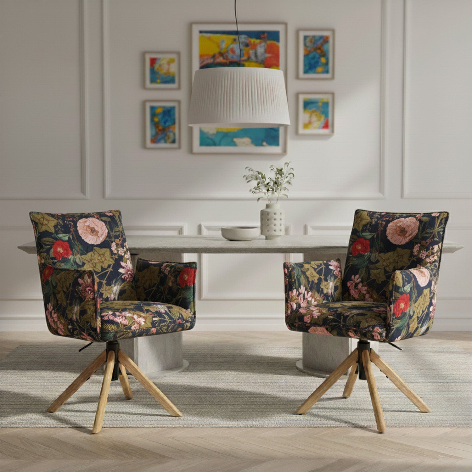 Mika-Paul 2er-Set - Armlehnenstuhl mit mini Cord Stoff