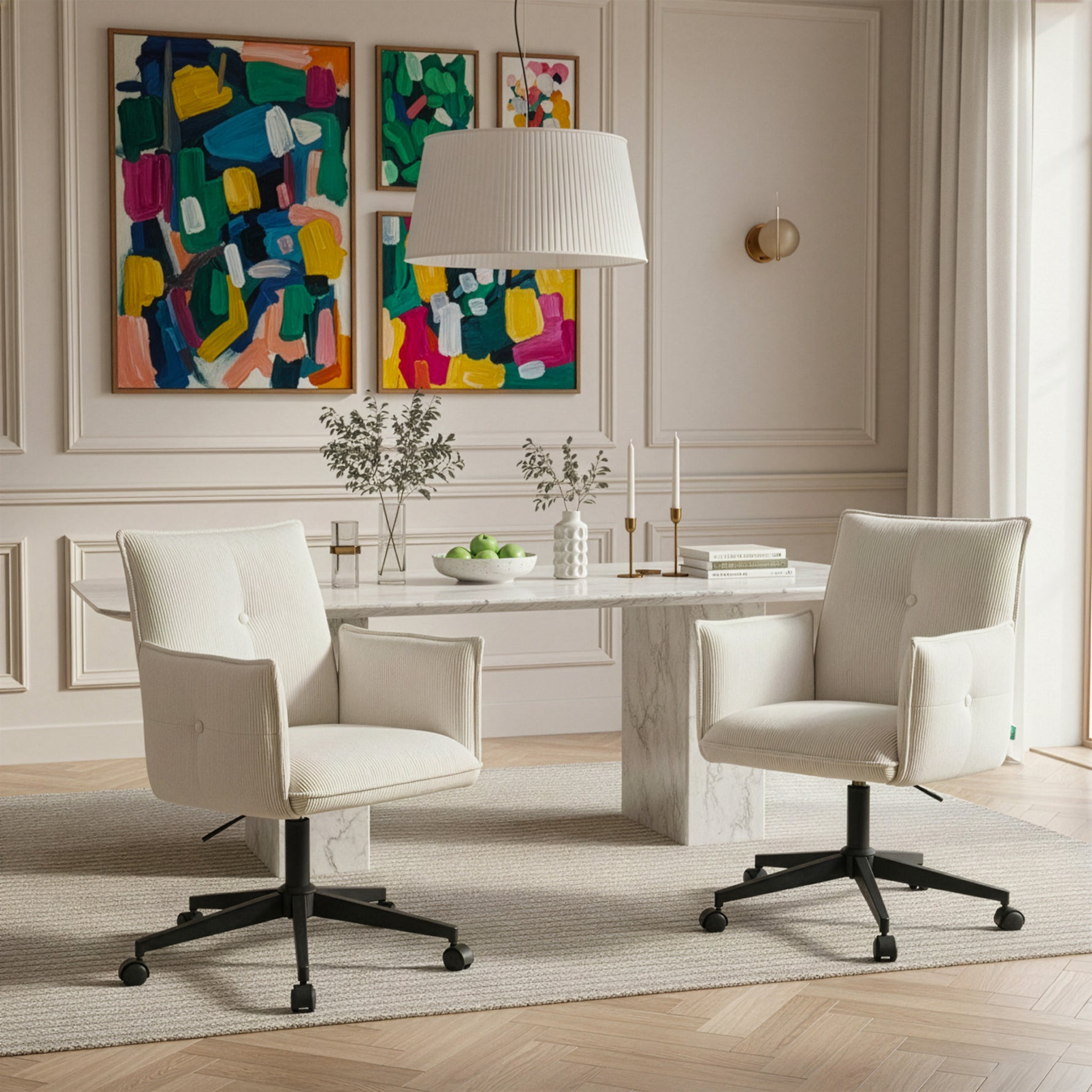 Mika-Malu 2er-Set - Bürostuhl mit Cord Stoff Bezug