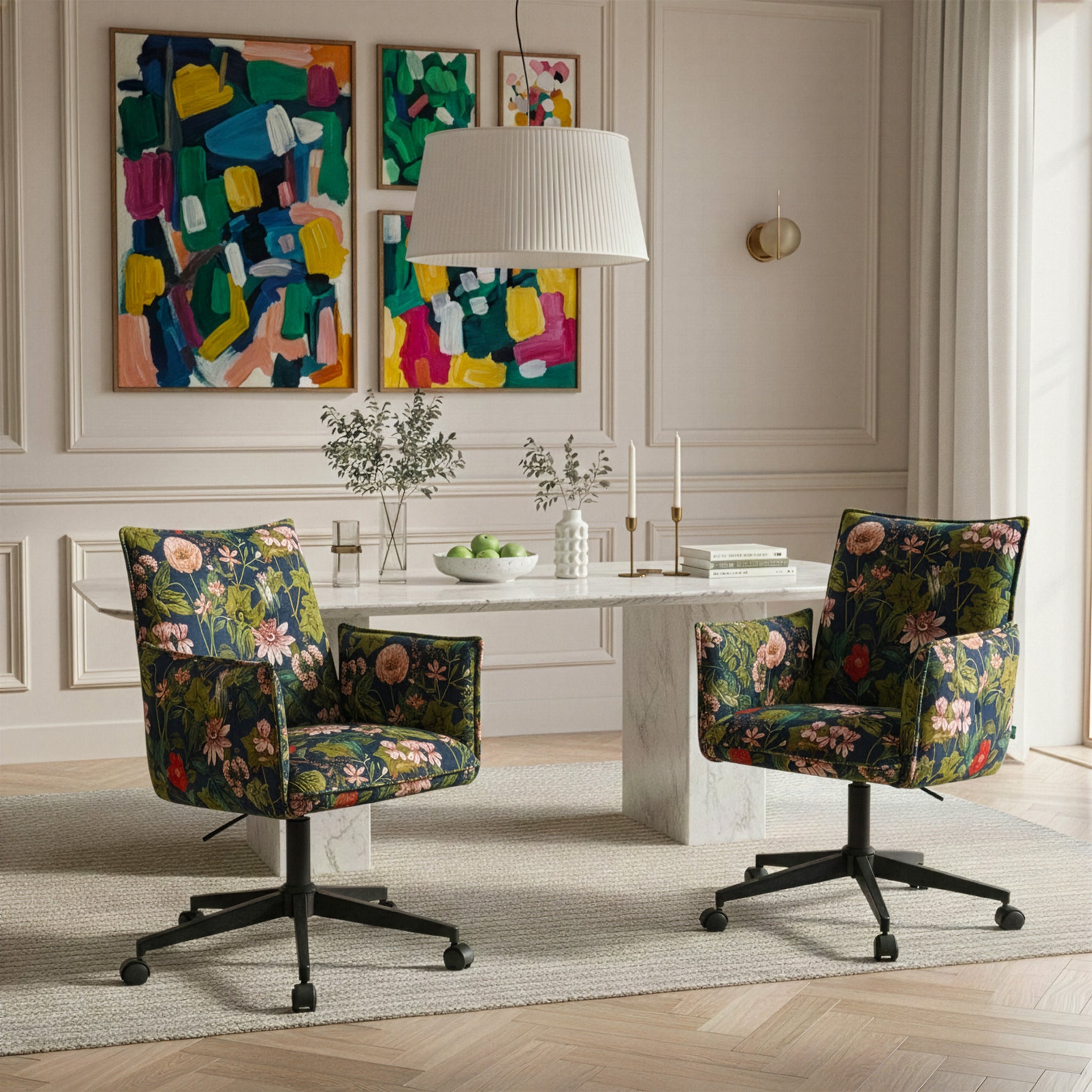 Mika-Malu 2er-Set - Bürostuhl mit Cord Stoff Bezug