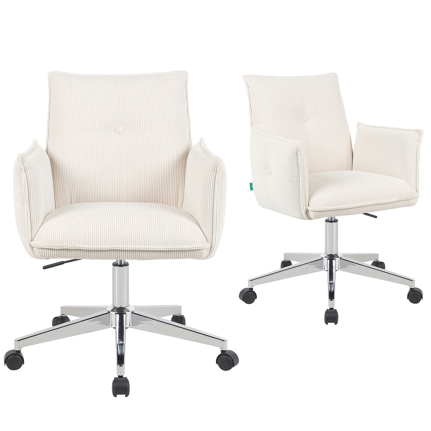 Bürostuhl Mika-Cleo 2er-Set | mit Rollen | 360° drehbar | höhenverstellbar | Chrom | DUBI Möbel
