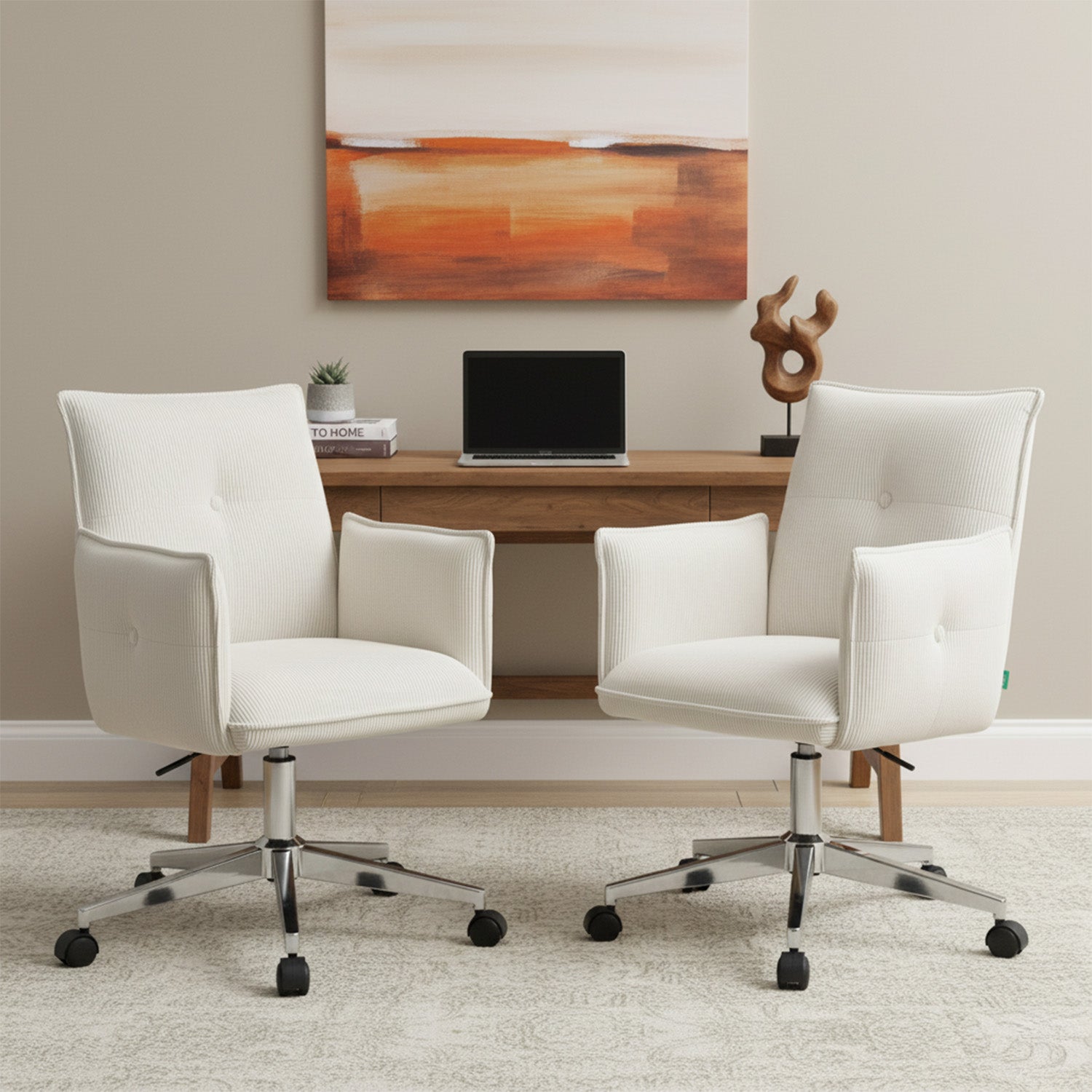 Mika-Malu 2er-Set - Bürostuhl mit Cord Stoff Bezug