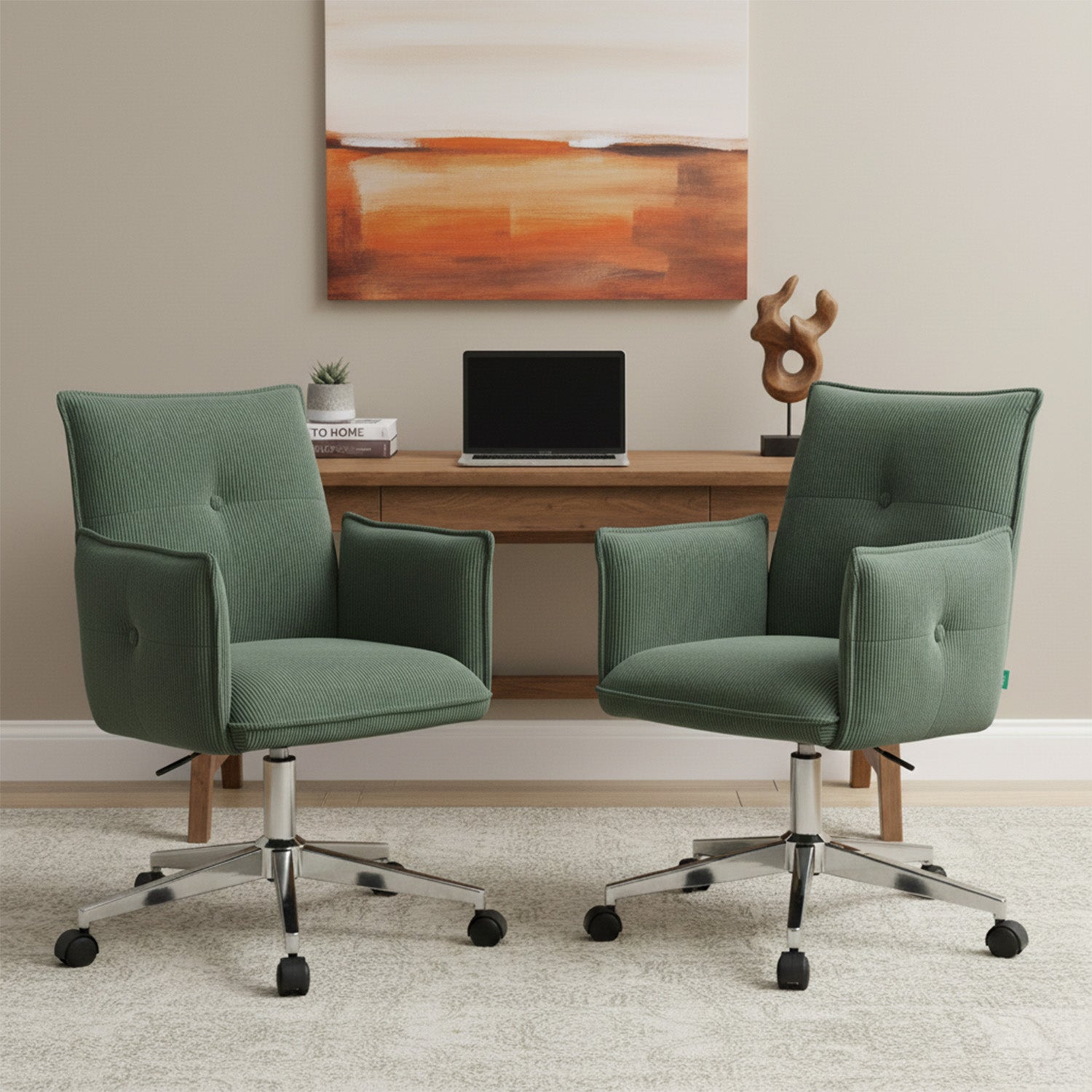 Mika-Malu 2er-Set - Bürostuhl mit Cord Stoff Bezug