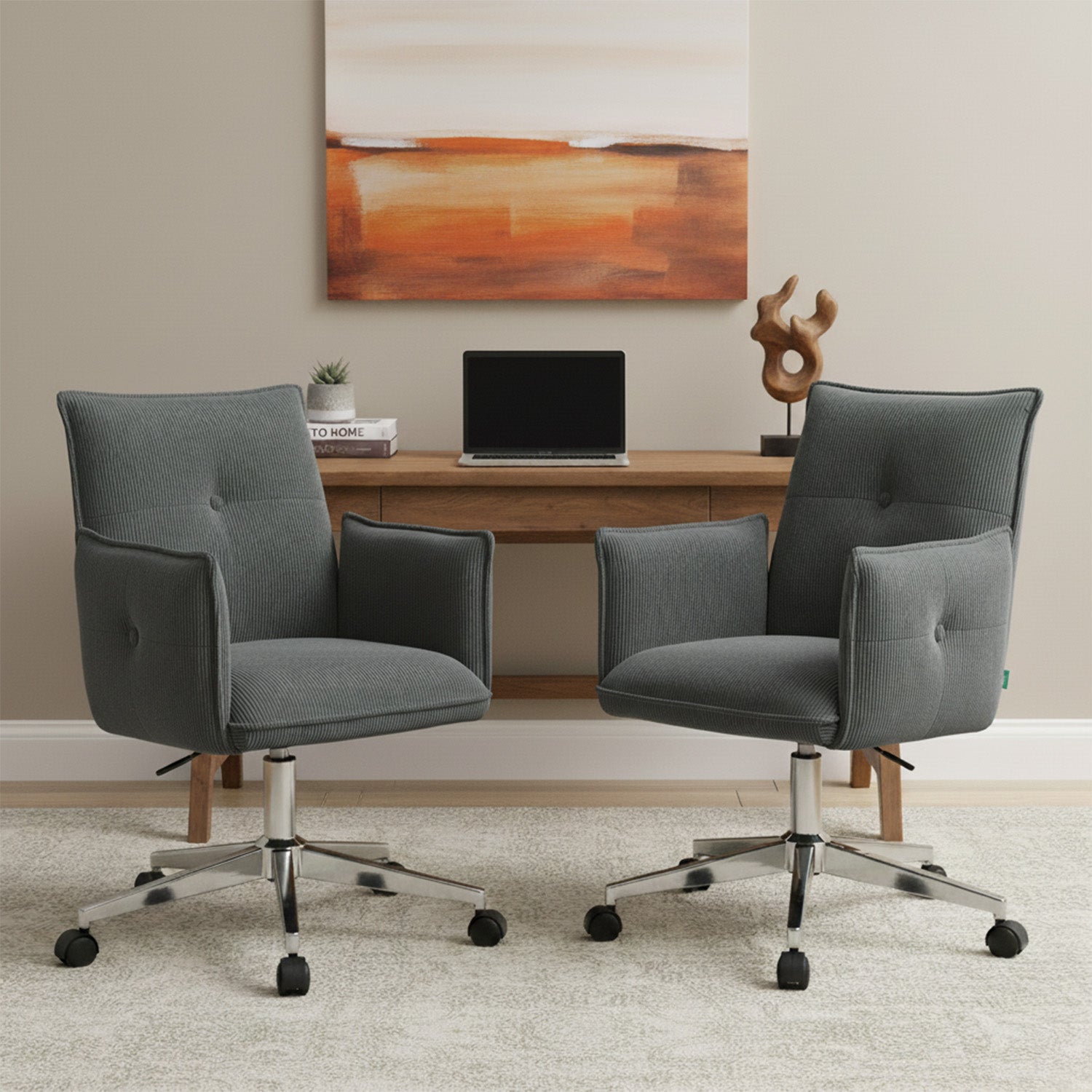 Mika-Malu 2er-Set - Bürostuhl mit Cord Stoff Bezug