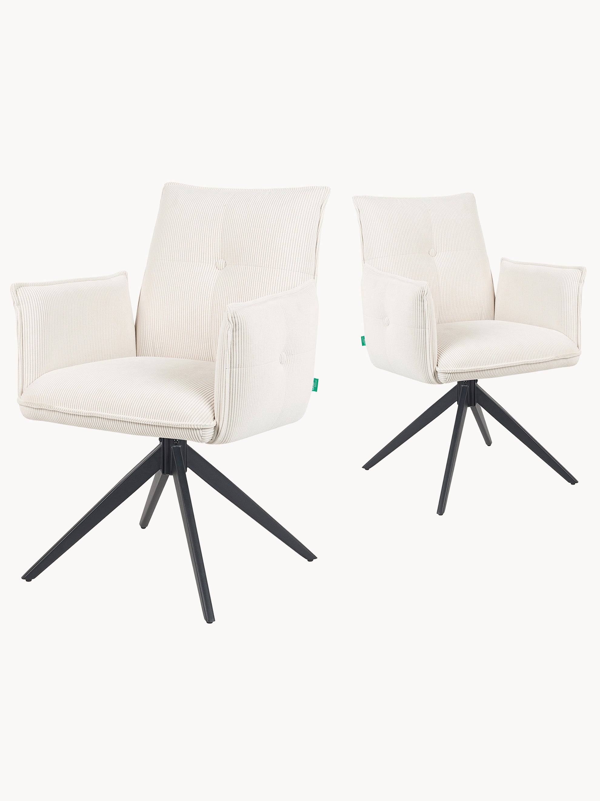 Esszimmerstuhl Mika-Nina 2er-Set - 360° drehbar - Matt-Schwarz Metallgestell